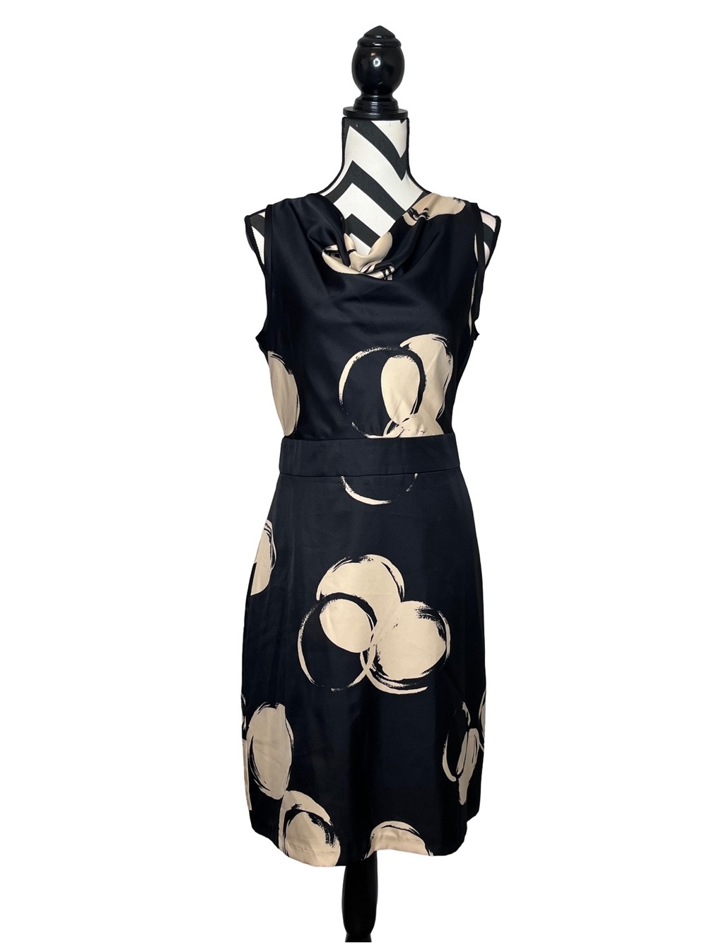 The Limited Cowl Neck Circular Print Career Office Sleeveless Dress Sz 8